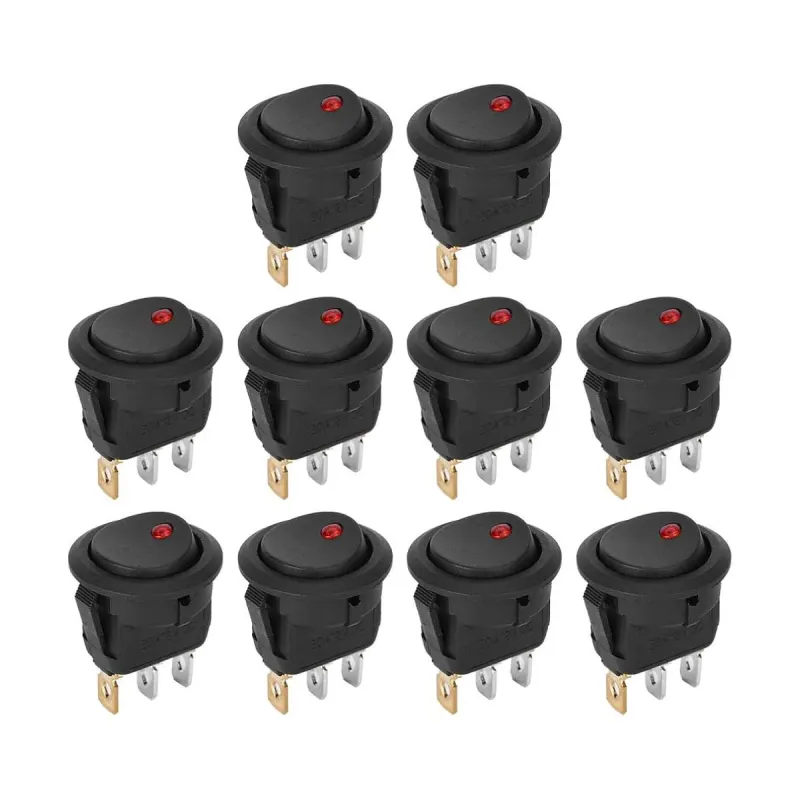 12V 20A ON-OFF Comutator Basculant cu LED Roșu 22mm 12V 20A ON-OFF Comutator Basculant cu LED Roșu 22mm
