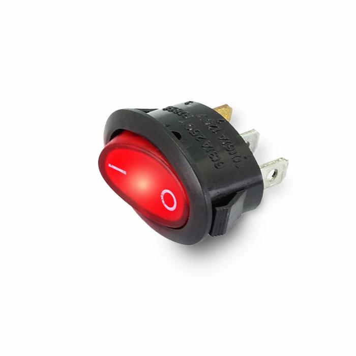 KCD1-9-101N Lighted Elliptic Rocker Switch 250V 6A SPST ON-OFF 3 Pin - Red KCD1-9-101N Lighted Elliptic Rocker Switch 250V 6A SPST ON-OFF 3 Pin - Red