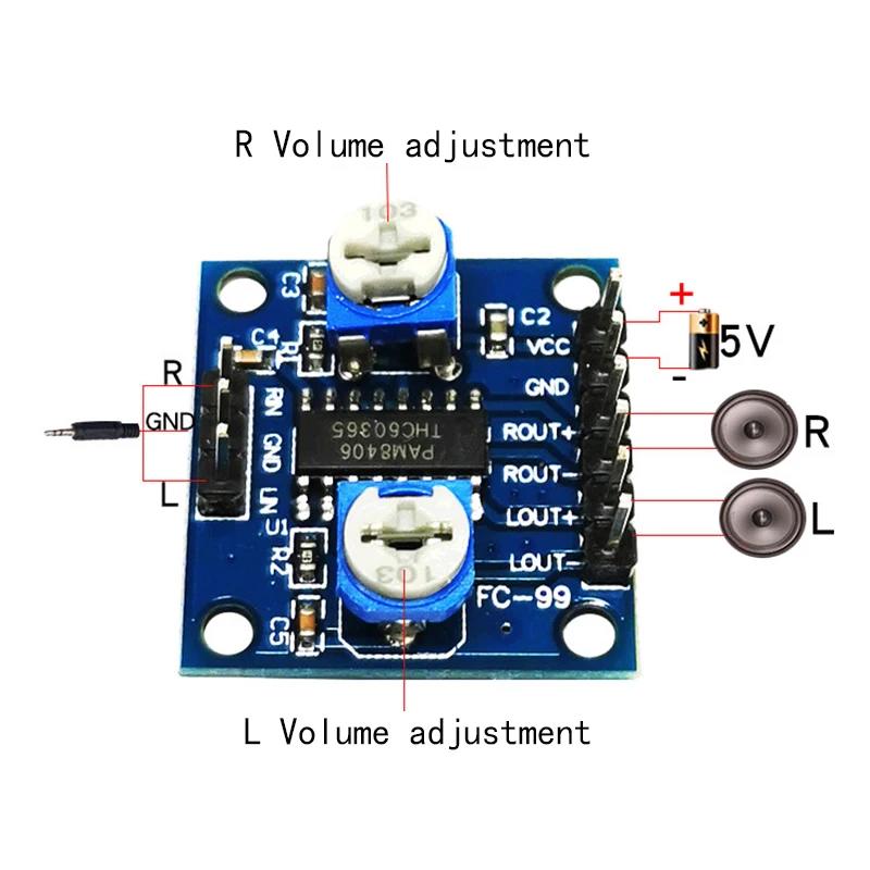 PAM8406 Digital Audio Amplifier Module 2x5W Amplifier Board PAM8406 Digital Audio Amplifier Module 2x5W Amplifier Board