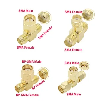 RP-SMA Male Input to 2 RP-SMA Female Output T-Type RF Connector Splitter