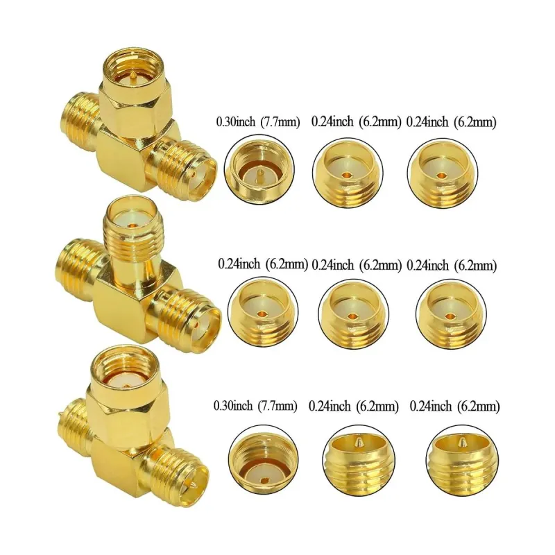 RP-SMA Male Input to 2 RP-SMA Female Output T-Type RF Connector Splitter RP-SMA Male Input to 2 RP-SMA Female Output T-Type RF Connector Splitter