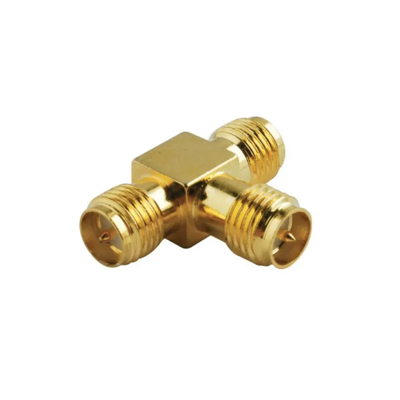 RP-SMA Female Input to Dual RP-SMA Female Output T-Type RF Connector Splitter RP-SMA Female Input to Dual RP-SMA Female Output T-Type RF Connector Splitter