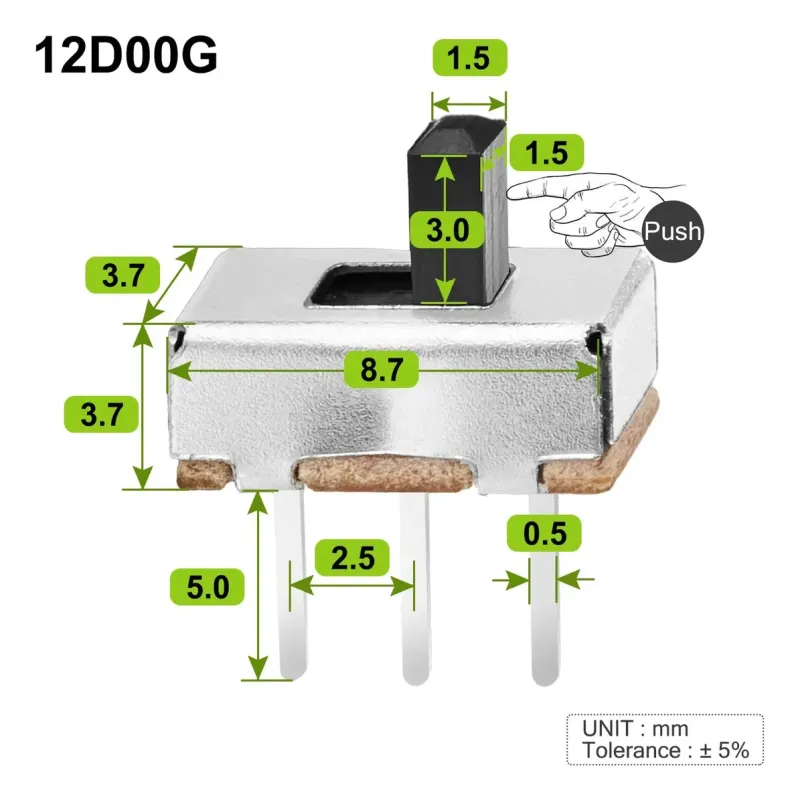 SS12D00 Mini Comutator Glisant On-Off