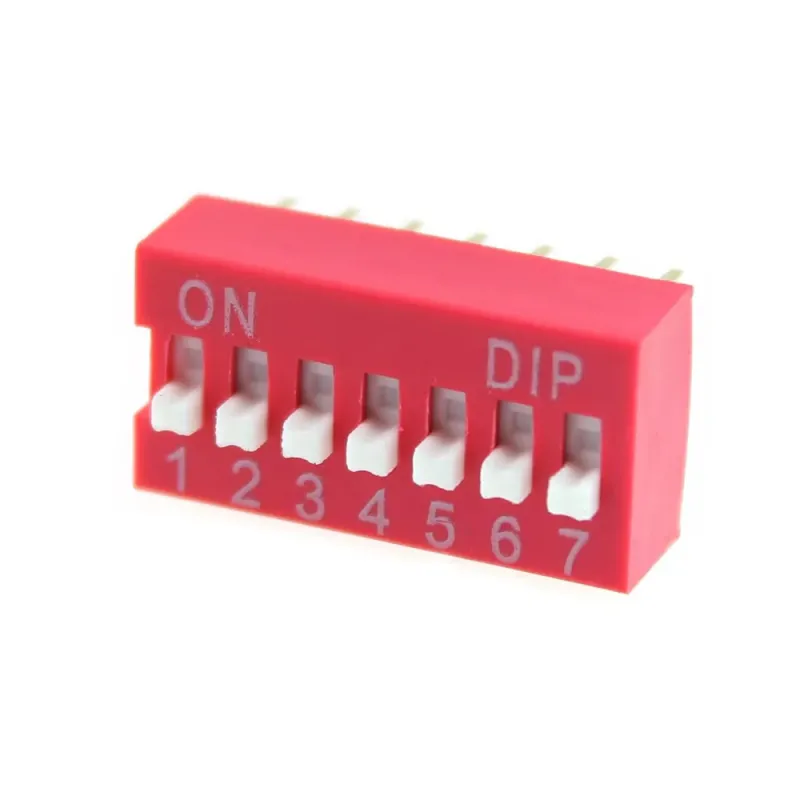Comutator DIP cu 7 Pini 2,54 mm Roșu Comutator DIP cu 7 Pini 2,54 mm Roșu