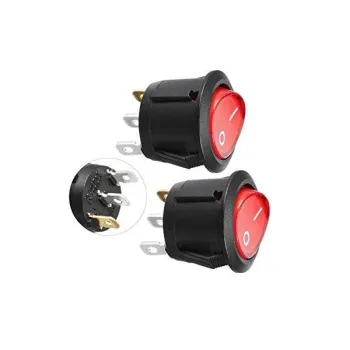 Comutator Basculant Rotund Iluminat ON-OFF 12V 3 Pini - Lumină Roșie