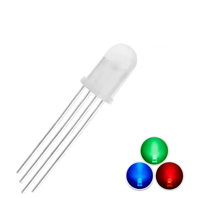LED RGB de 5 mm cu 4 Pini Catod Comun Difuz 
