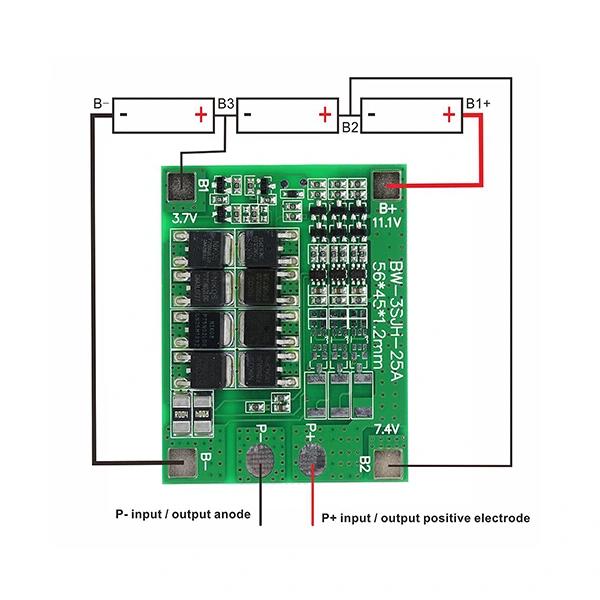3S 25A BMS Lithium Battery Balanced Protection Board 3S 25A BMS Lithium Battery Balanced Protection Board