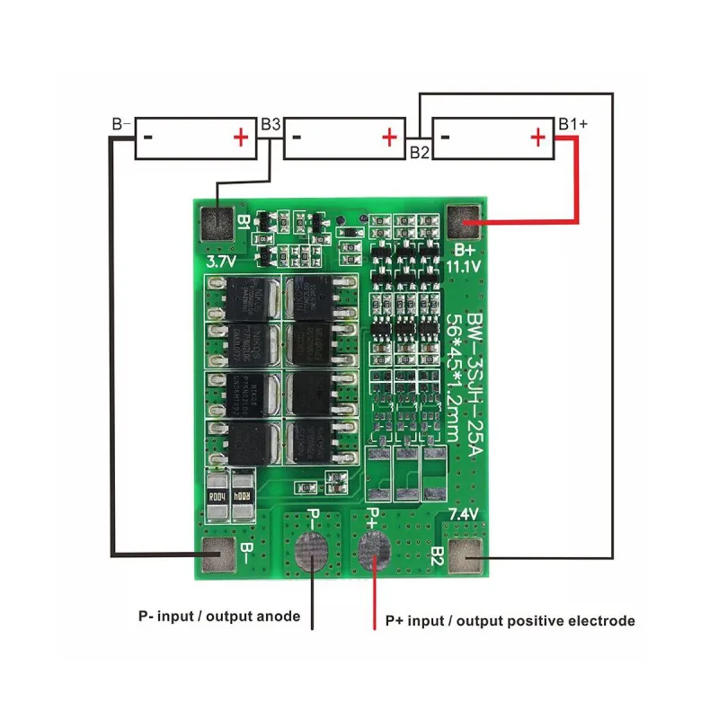 3S 25A BMS Lithium Battery Balanced Protection Board 3S 25A BMS Lithium Battery Balanced Protection Board