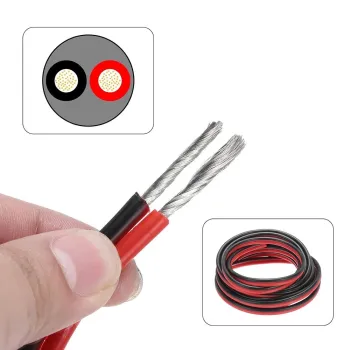 18 AWG 2 Conductoare Paralele Flexibile Silicon Cablu de Sârmă roșu-negru - 1 Metru