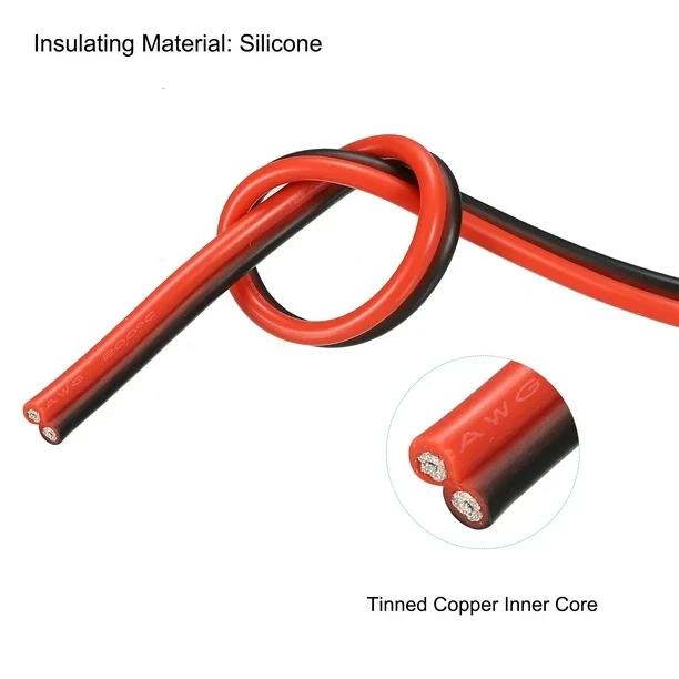 18 AWG 2 Conductoare Paralele Flexibile Silicon Cablu de Sârmă roșu-negru - 1 Metru