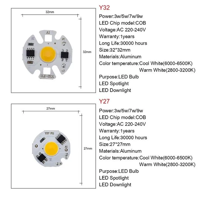220V 7W Power Led Board Module IP65 Y32 2800-3200K Warm White 220V 7W Power Led Board Module IP65 Y32 2800-3200K Warm White