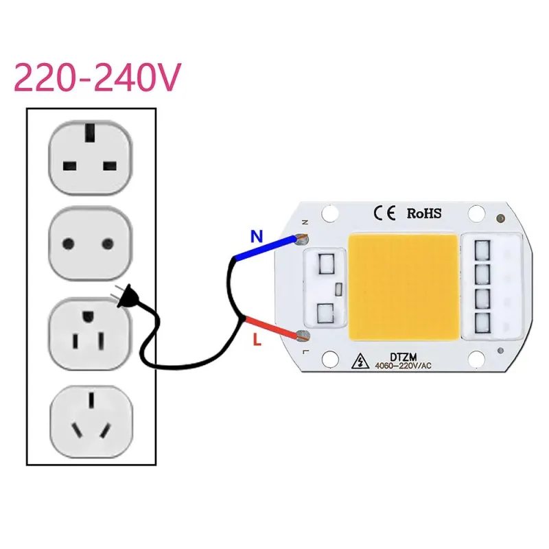 220V 20W Power Led Board Module IP65 2800-3200K Warm White