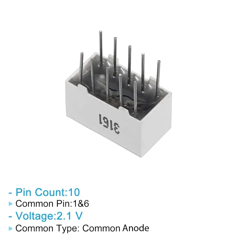 9mm 7-Segment 1 Digit Display Common Anode 3161BS - RED 9mm 7-Segment 1 Digit Display Common Anode 3161BS - RED