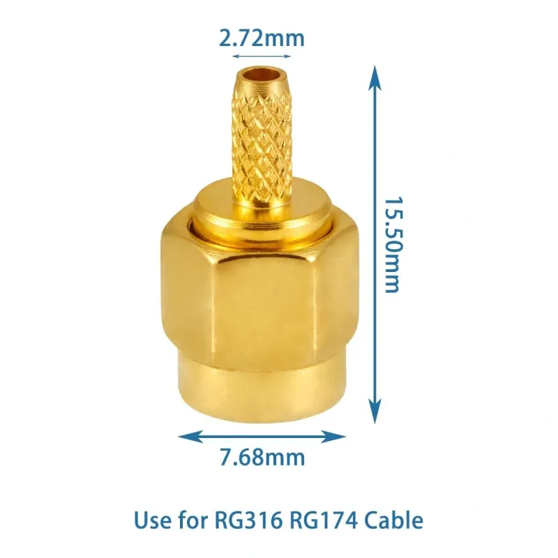 Conector SMA Tată Crimp pentru Cabluri Coaxiale RG174, RG188, RG316 Conector SMA Tată Crimp pentru Cabluri Coaxiale RG174, RG188, RG316