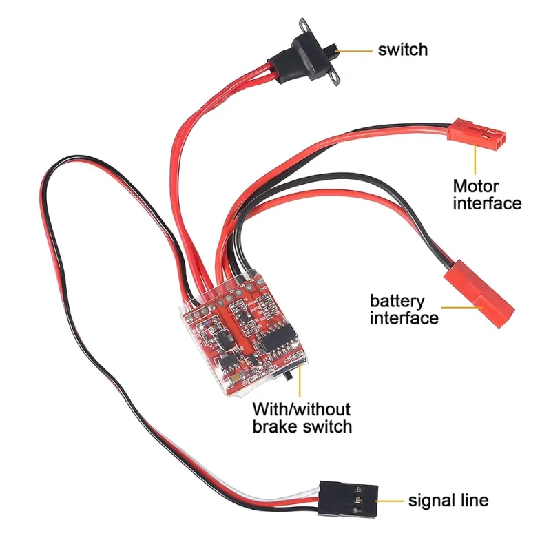 20A Brushed ESC Electronic Speed Controller With Brake Switchable for RC Car Boat Tank
