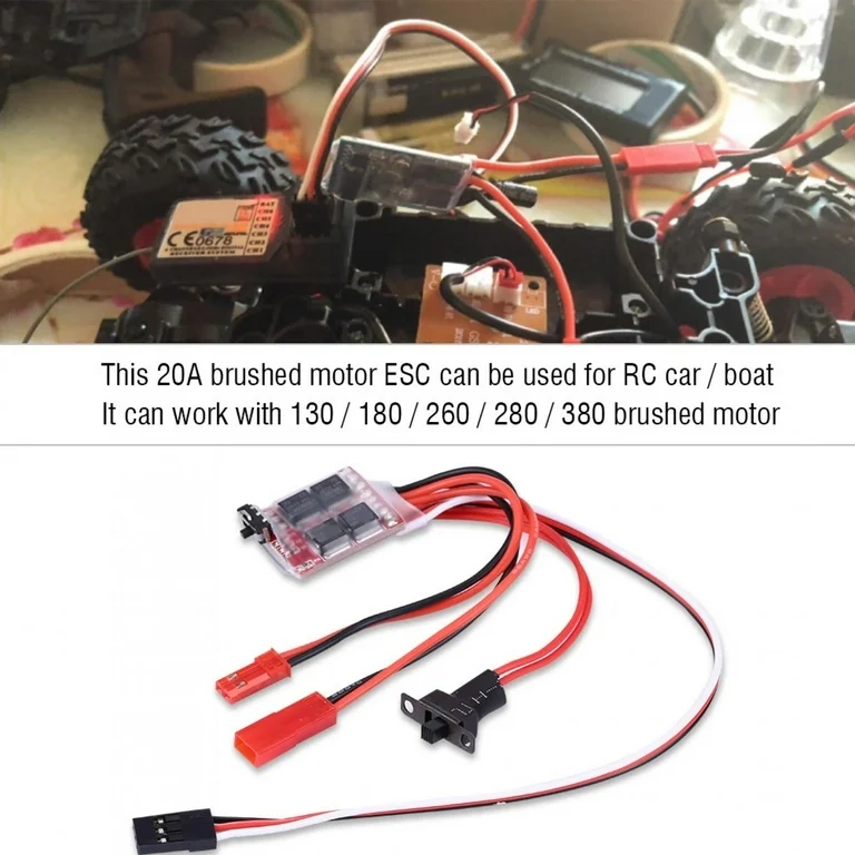 20A Brushed ESC Electronic Speed Controller With Brake Switchable for RC Car Boat Tank