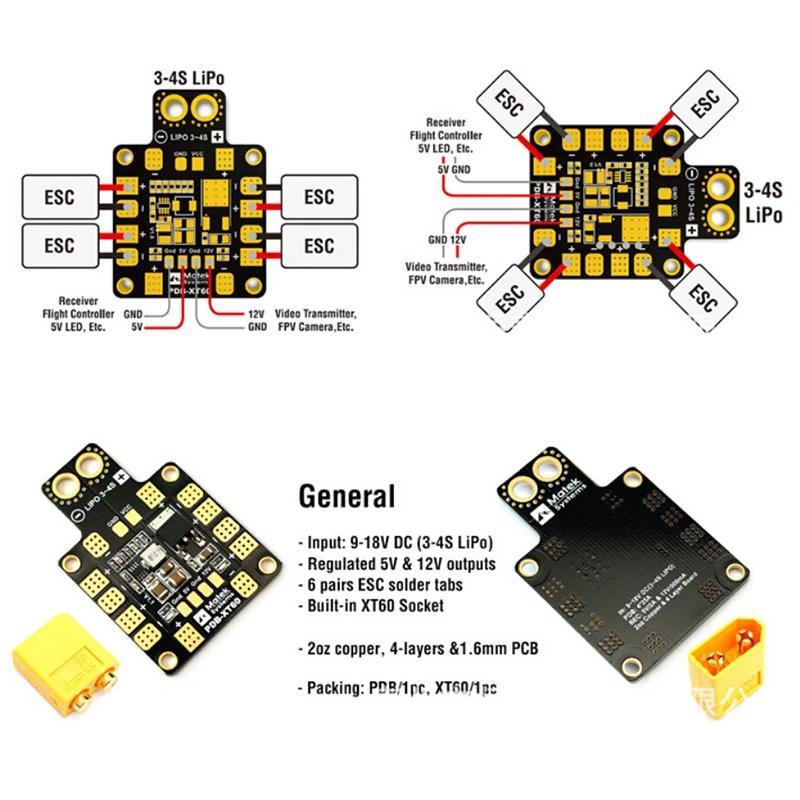 Matek Systems 3A PDB Distribution Module XT60 with Double BEC Matek Systems 3A PDB Distribution Module XT60 with Double BEC