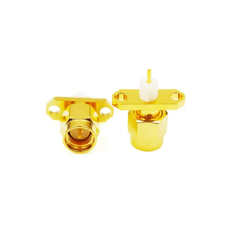 Conector cu 2 Găuri Pentru Montare pe Panou SMA Masculin Conector cu 2 Găuri Pentru Montare pe Panou SMA Masculin