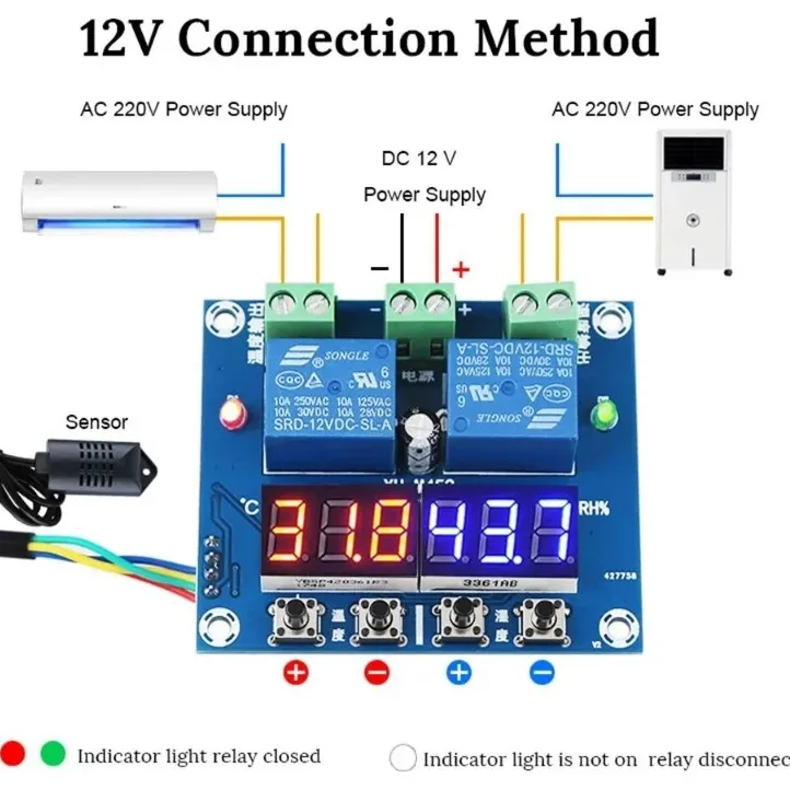 XH-M452 Termostat Digital Pentru Controlul Temperaturii și Umidității - 12V DC XH-M452 Termostat Digital Pentru Controlul Temperaturii și Umidității - 12V DC