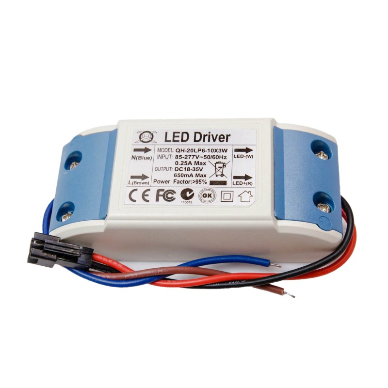 Constant Current LED Driver 650mA for 6-10 Series-Connected 3W LEDs, 85-277V AC Constant Current LED Driver 650mA for 6-10 Series-Connected 3W LEDs, 85-277V AC
