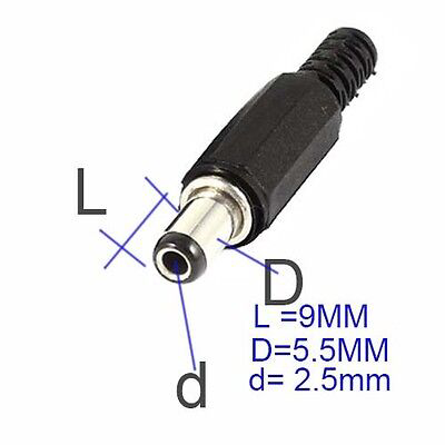 5.5 mm × 2.5 mm Male DC Power Plug — Short Type 5.5 mm × 2.5 mm Male DC Power Plug — Short Type