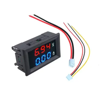 Voltmetru Digital DC 0-100 Volți 1 Amp - Roșu și Albastru cu Cutie Voltmetru Digital DC 0-100 Volți 1 Amp - Roșu și Albastru cu Cutie
