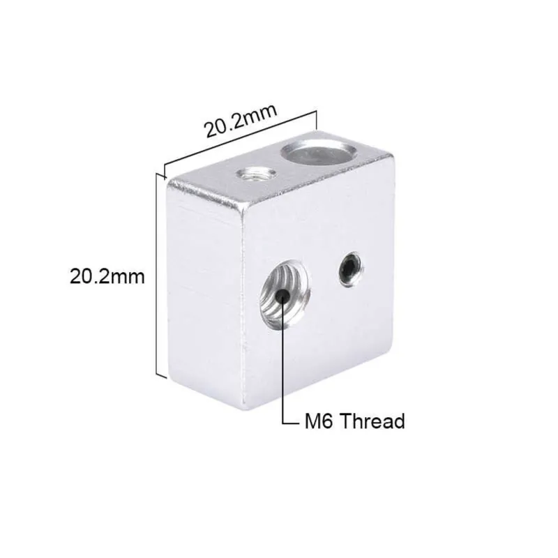MK8 Aluminum Heat Block 20x20x10mm for 3D Printers MK8 Aluminum Heat Block 20x20x10mm for 3D Printers