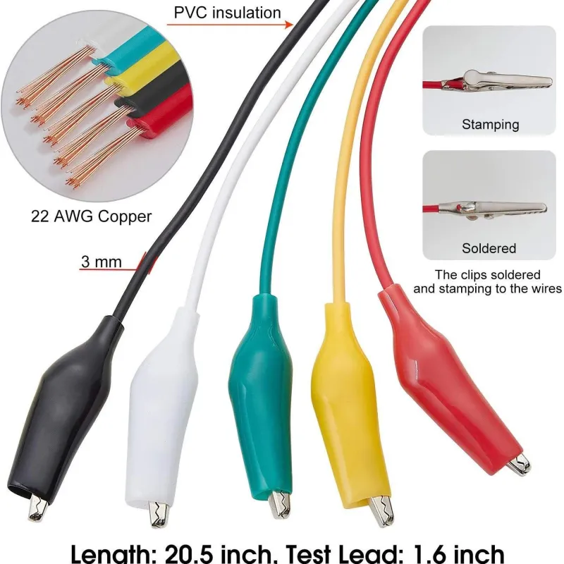 Crocodile Cable Set 10pcs Alligator Clips 5 Colour Crocodile Cable Set 10pcs Alligator Clips 5 Colour