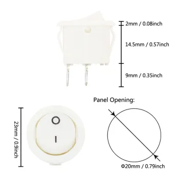 Comutator Basculant ON/OFF SPST 250V 6A 2 Pini - Alb Comutator Basculant ON/OFF SPST 250V 6A 2 Pini - Alb