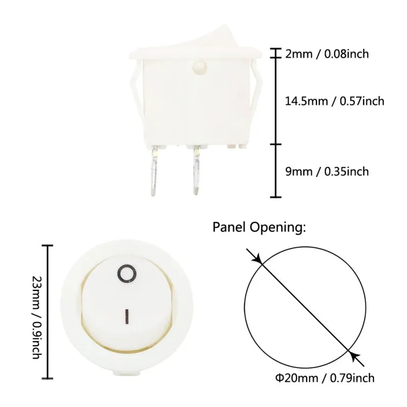 Comutator Basculant ON/OFF SPST 250V 6A 2 Pini - Alb Comutator Basculant ON/OFF SPST 250V 6A 2 Pini - Alb