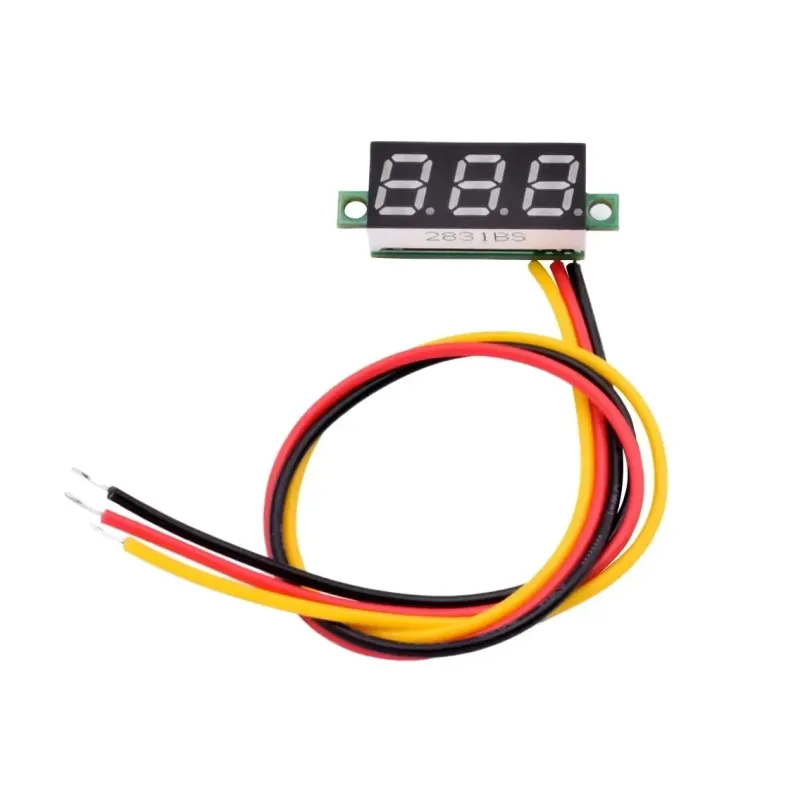3 Wires Mini Digital DC Voltmeter Display 4.5-100V - Red 3 Wires Mini Digital DC Voltmeter Display 4.5-100V - Red