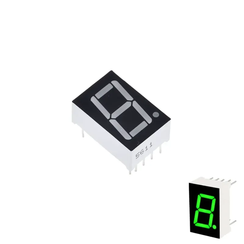 Afișaj LED 7 Segmente, 1 Cifră, 14 mm — Anod Comun 5611BG (Verde)