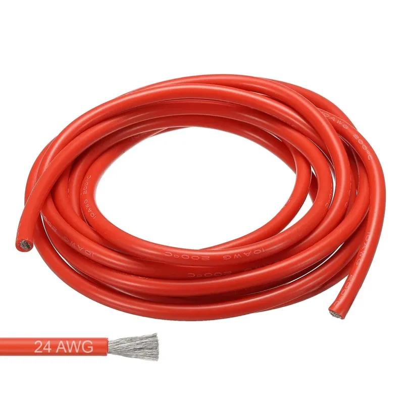 24 AWG Flexible Silicone Wire 0.08mm Tinned Copper - RED - 1 Meter 24 AWG Flexible Silicone Wire 0.08mm Tinned Copper - RED - 1 Meter