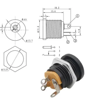 Jack Alimentare DC 5.5 × 2.5 mm (Femelă) – Montaj pe Panou Jack Alimentare DC 5.5 × 2.5 mm (Femelă) – Montaj pe Panou