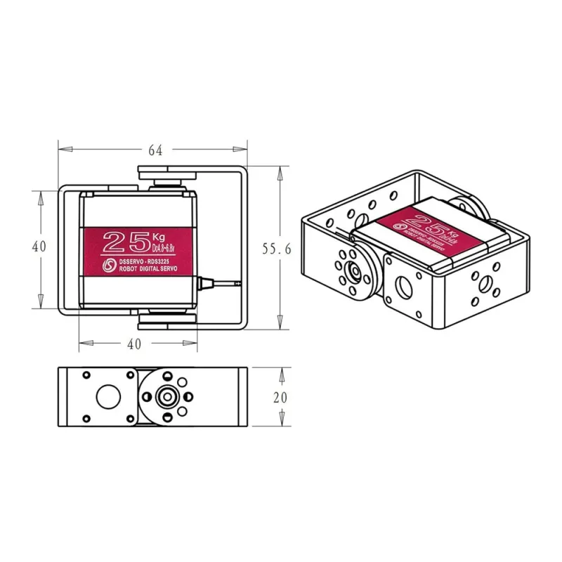 Servo Motor RDS3225 25kg 180 Degrees Servo Motor RDS3225 25kg 180 Degrees