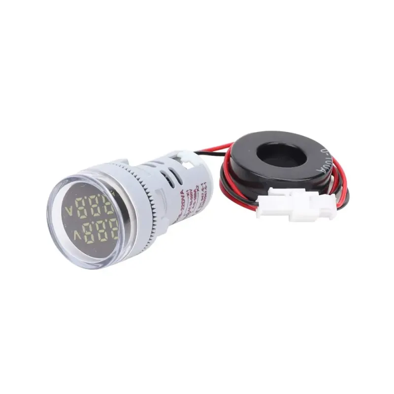 AC Voltage and Current Meter with Dual Circular LED Display - 60-500 Volts / 100 Amps - White AC Voltage and Current Meter with Dual Circular LED Display - 60-500 Volts / 100 Amps - White
