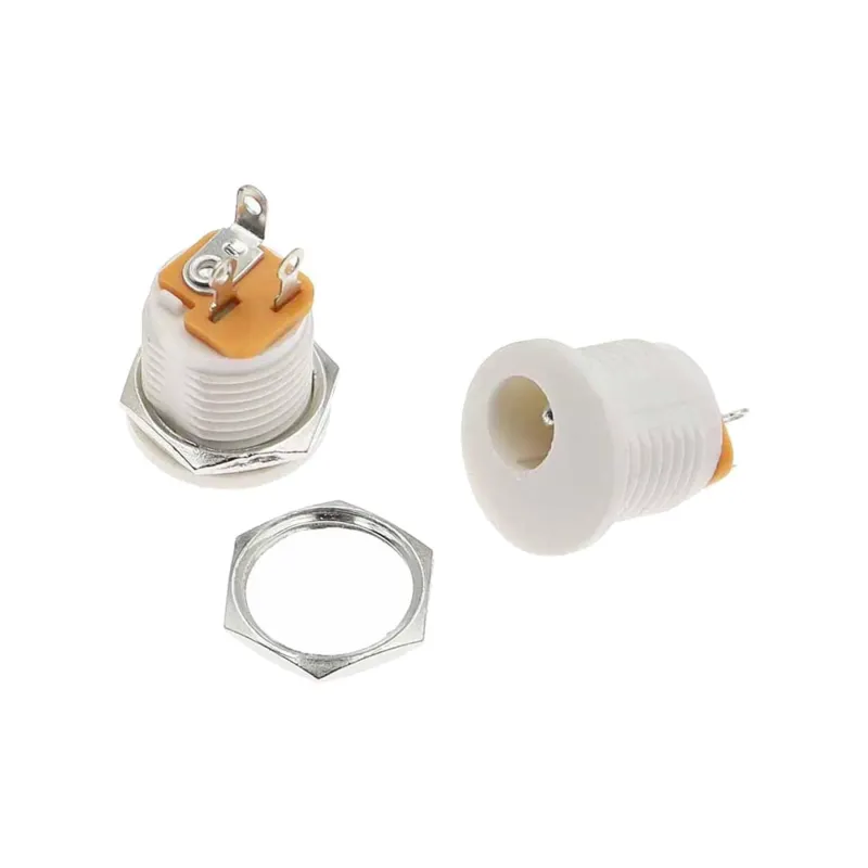DC Power Jack Panel-Mount (Female) 5.5 × 2.1 mm – White DC Power Jack Panel-Mount (Female) 5.5 × 2.1 mm – White