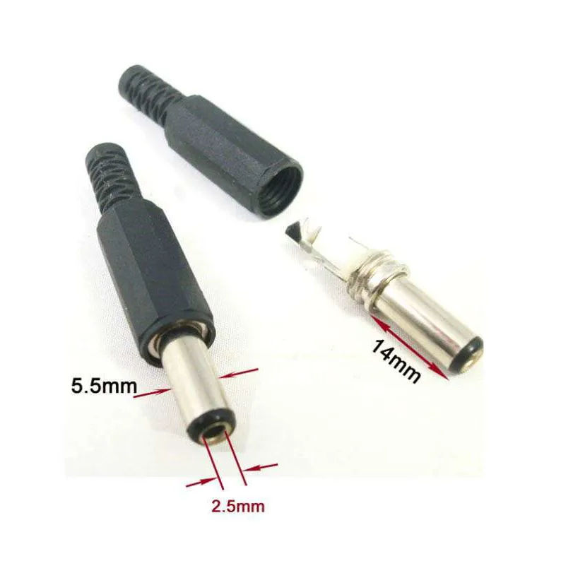 5.5mm x 2.5mm Male DC Power Plug Socket Jack Adapter - Extended Length 5.5mm x 2.5mm Male DC Power Plug Socket Jack Adapter - Extended Length