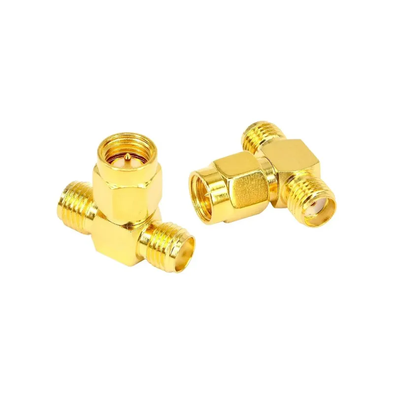 SMA Male Input to Dual SMA Female Output T-Type RF Connector Splitter SMA Male Input to Dual SMA Female Output T-Type RF Connector Splitter