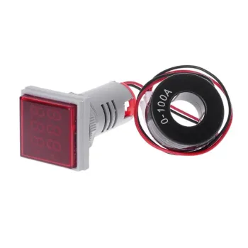 Tensiune AC și Contor de Curent cu Afișaj LED Pătrat Dublu - 60-500 Volți / 100 Amperi - Roșu Tensiune AC și Contor de Curent cu Afișaj LED Pătrat Dublu - 60-500 Volți / 100 Amperi - Roșu
