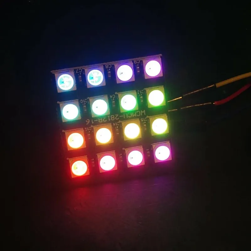 WS2812B Neopixel Addressable RGB LED Module 4x4 Square Matrix 16-bit WS2812B Neopixel Addressable RGB LED Module 4x4 Square Matrix 16-bit