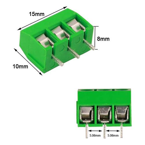 5.08 mm 3 Pin PCB Terminal Block (Height 10mm) - Green 5.08 mm 3 Pin PCB Terminal Block (Height 10mm) - Green