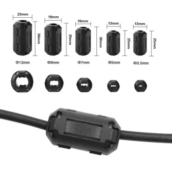 Miez Magnetic din Ferită cu Clip 5 mm–Filtru Antiparazit Cablu, EMI/RFI Suppressor Miez Magnetic din Ferită cu Clip 5 mm–Filtru Antiparazit Cablu, EMI/RFI Suppressor