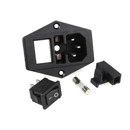 Priză de Curent Alternativ Masculin 250V 10A cu Comutator Basculant și Siguranță 10A Priză de Curent Alternativ Masculin 250V 10A cu Comutator Basculant și Siguranță 10A