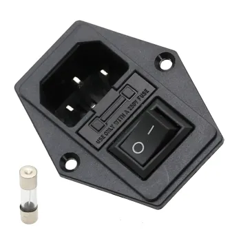 AC Power Socket Male 250V 10A with Rocker Switch and 10A Fuse AC Power Socket Male 250V 10A with Rocker Switch and 10A Fuse