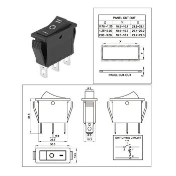 KCD3-103 Rocker Switch SPDT ON-OFF-ON 250V 15A 3-Way - Black KCD3-103 Rocker Switch SPDT ON-OFF-ON 250V 15A 3-Way - Black
